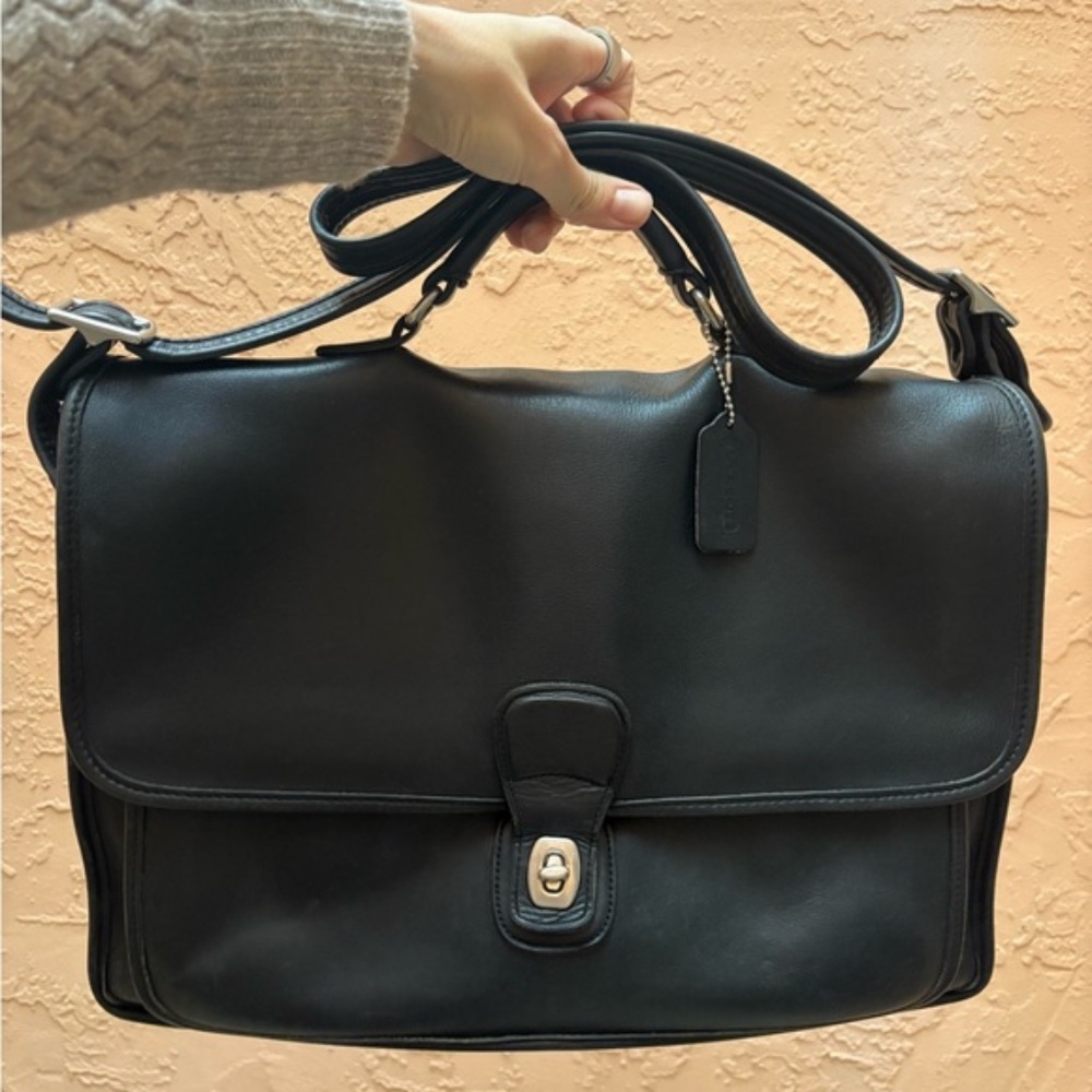 Vintage Coach 90s - Black Metropolitan Briefcase - 5180 - with nickel hardware - Picture 2 of 10